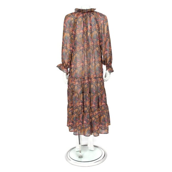 MELLODAY Floral Chiffon Maxi Dress Long Sleeve Boho Fall Fashion Women’s XS /595 - Picture 4 of 7
